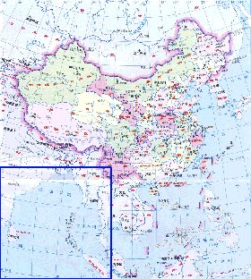 Administrativa mapa de Republica Popular da China em chines