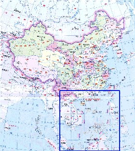 Administrativa mapa de Republica Popular da China em chines