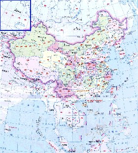 Administrativa mapa de Republica Popular da China em chines