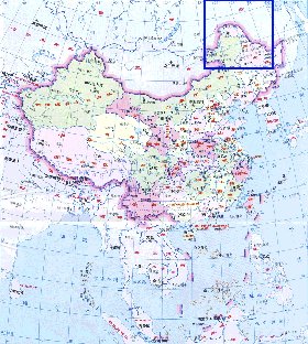 Administrativa mapa de Republica Popular da China em chines