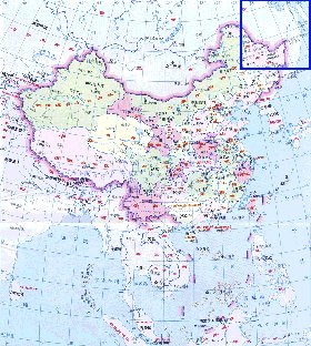 Administrativa mapa de Republica Popular da China em chines