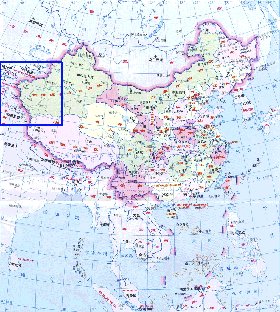 Administrativa mapa de Republica Popular da China em chines