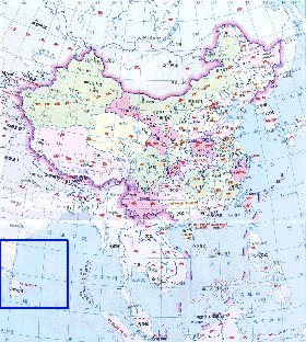 Administrativa mapa de Republica Popular da China em chines