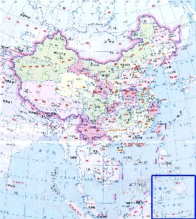 Administrativa mapa de Republica Popular da China em chines