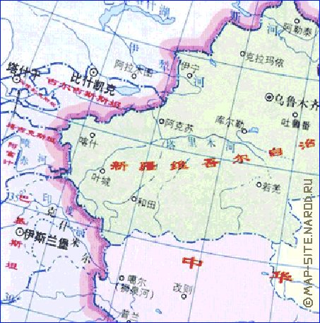 Administrativa mapa de Republica Popular da China em chines