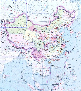 Administrativa mapa de Republica Popular da China em chines