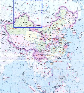 Administrativa mapa de Republica Popular da China em chines