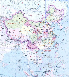 Administrativa mapa de Republica Popular da China em chines