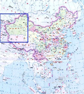 Administrativa mapa de Republica Popular da China em chines