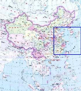 Administrativa mapa de Republica Popular da China em chines