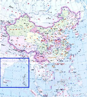 Administrativa mapa de Republica Popular da China em chines