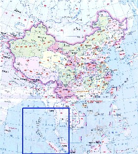 Administrativa mapa de Republica Popular da China em chines