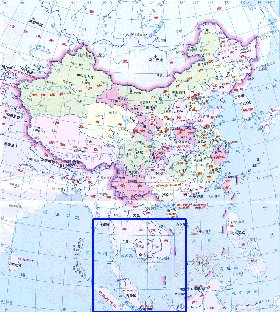 Administrativa mapa de Republica Popular da China em chines