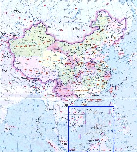 Administrativa mapa de Republica Popular da China em chines