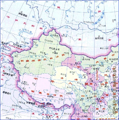 Administrativa mapa de Republica Popular da China em chines