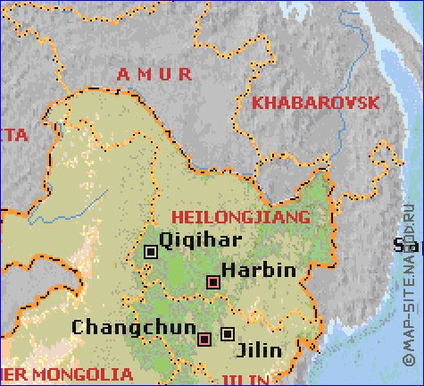 Fisica mapa de Republica Popular da China em ingles