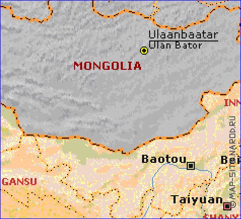 Fisica mapa de Republica Popular da China em ingles