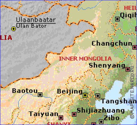 Fisica mapa de Republica Popular da China em ingles