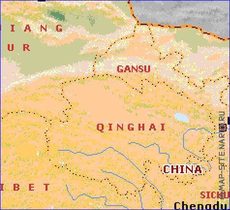 Fisica mapa de Republica Popular da China em ingles