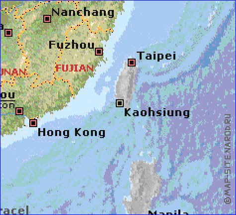 Fisica mapa de Republica Popular da China em ingles