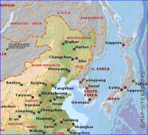 Fisica mapa de Republica Popular da China em ingles