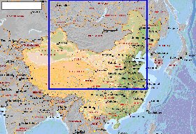 Fisica mapa de Republica Popular da China em ingles