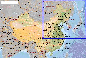 Fisica mapa de Republica Popular da China em ingles