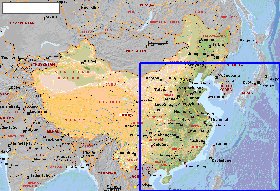 Fisica mapa de Republica Popular da China em ingles