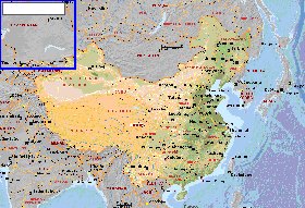 Fisica mapa de Republica Popular da China em ingles