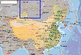 Fisica mapa de Republica Popular da China em ingles