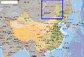 Fisica mapa de Republica Popular da China em ingles