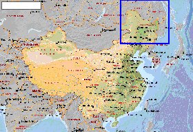 Fisica mapa de Republica Popular da China em ingles