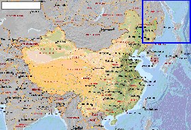 Fisica mapa de Republica Popular da China em ingles