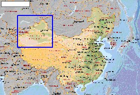 Physique carte de Republique populaire de Chine en anglais