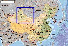 Physique carte de Republique populaire de Chine en anglais