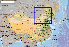 Fisica mapa de Republica Popular da China em ingles