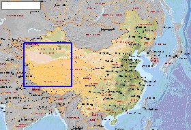 Physique carte de Republique populaire de Chine en anglais