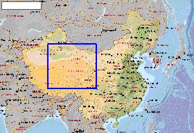 Physique carte de Republique populaire de Chine en anglais