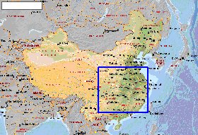 Fisica mapa de Republica Popular da China em ingles