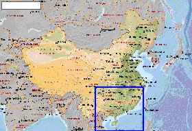 Fisica mapa de Republica Popular da China em ingles