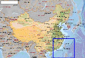 Fisica mapa de Republica Popular da China em ingles