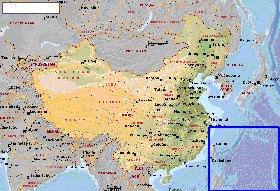 Fisica mapa de Republica Popular da China em ingles