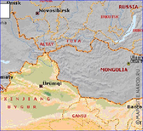 Fisica mapa de Republica Popular da China em ingles