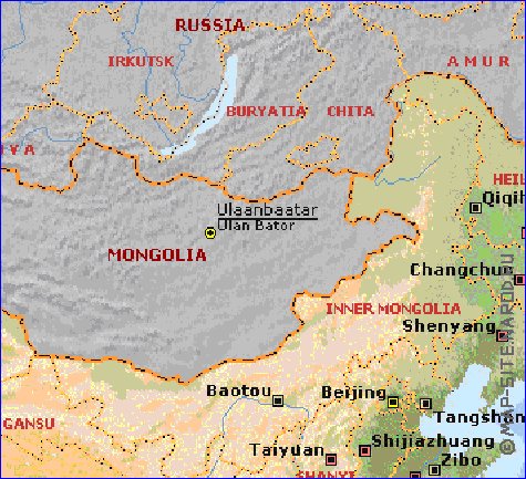 Fisica mapa de Republica Popular da China em ingles