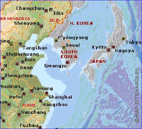 Fisica mapa de Republica Popular da China em ingles