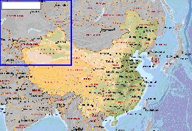 Fisica mapa de Republica Popular da China em ingles