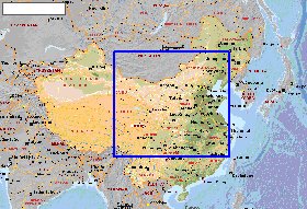 Fisica mapa de Republica Popular da China em ingles