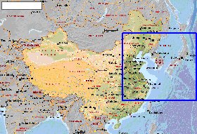 Fisica mapa de Republica Popular da China em ingles