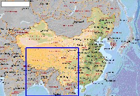 Fisica mapa de Republica Popular da China em ingles