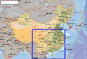 Fisica mapa de Republica Popular da China em ingles